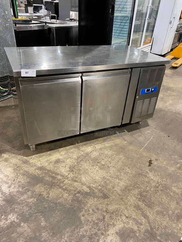 Commercial 2 Door Refrigerated Lowboy/ Worktop Freezer/ Cooler! With Poly Coated Rack! Solid Stainless Steel! On Legs!