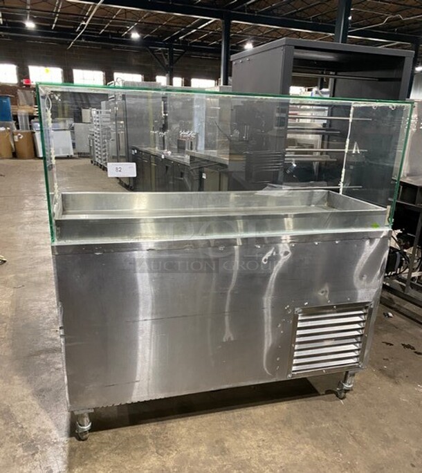 All Stainless Steel Commercial Refrigerated Food Serving Station Counter/ Cold Pan! With Sneeze Guard! On Casters! - Image 3 of 11
