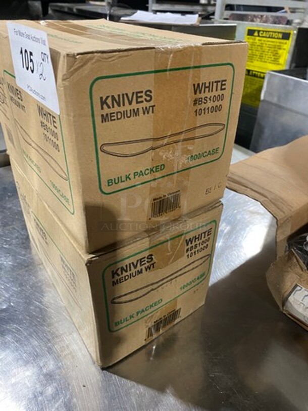 NEW! IN THE BOX! Berkley White Plastic Medium Weight Knives! 2 Boxes! 2x Your Bid! - Image 2 of 4