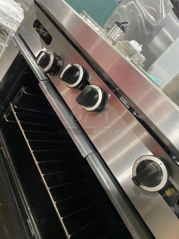 Garland Commercial Natural Gas Powered 4 Burner Stove With Hot Plate! with Oven Underneath! All Stainless Steel! On Casters! - Image 9 of 11
