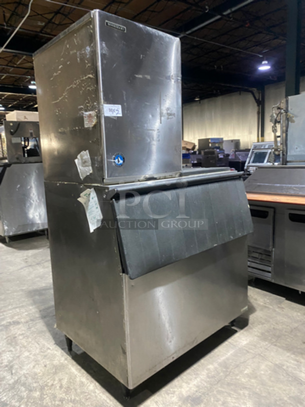 Hoshizaki Commercial Ice Making Machine! On Commercial Ice Bin! All Stainless Steel! On Legs! 2x Your Bid Makes One Unit! Model: KM500MWH SN: N11974D 115/120V 60HZ 1 Phase - Image 7 of 7