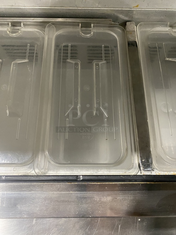 Leader All Stainless Steel Commercial Pizza Prep Table w/ 2 Tier Double Overhead Shelf!  On Commercial Casters! Working When Removed! - Image 6 of 8