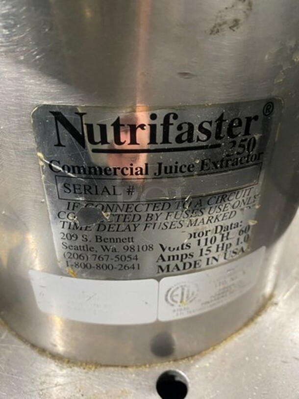 Nutrifaster Commercial Countertop Juicer Extractor! Solid Stainless Steel! - Image 6 of 7