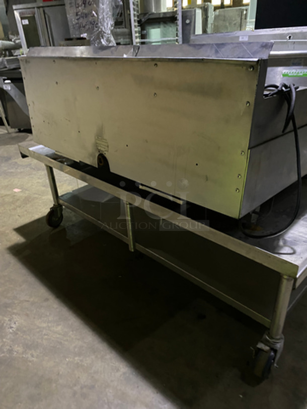 MUST HAVE! Garland Commercial Countertop Natural Gas Powered Heavy Duty Plancha Flat Grill! With Back And Side Splashes! On Heavy-Duty Stainless-Steel Equipment Stand! With Underneath Storage Space! On Casters! - Image 4 of 9