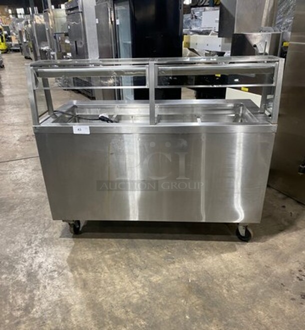Craig Commercial Refrigerated Food Serving Station Counter/ Cold Pan! With Sneeze Guard! Stainless Steel Body! On Casters! Model: LB530SC 115V 1 Phase
