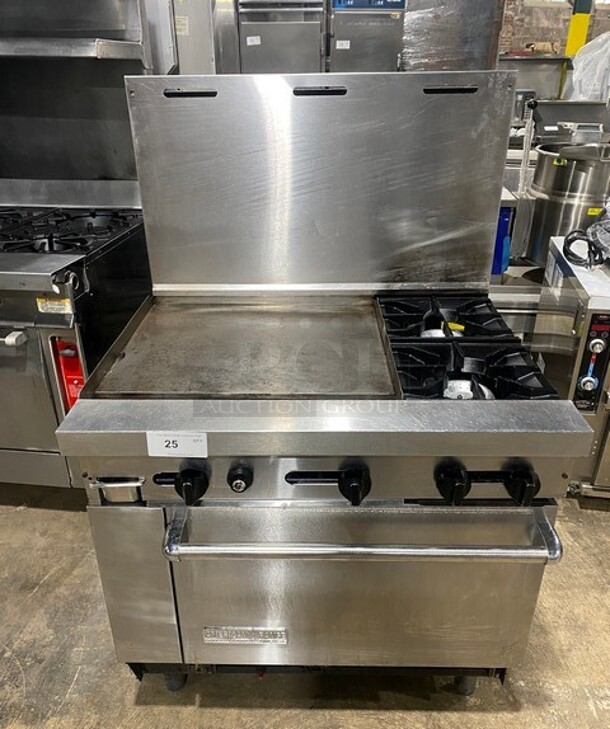 American Range 2 Burner Gas Range With Griddle, And Oven Underneath & Back Splash! On Legs!