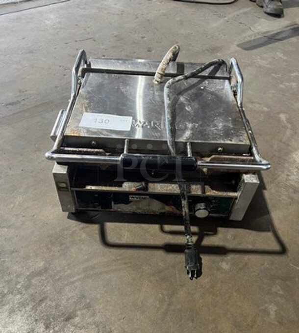Waring Commercial Countertop Panini/Sandwich Grill! All Stainless Steel! Press With Flat Surface! Model: WFG250 120V - Image 1 of 5