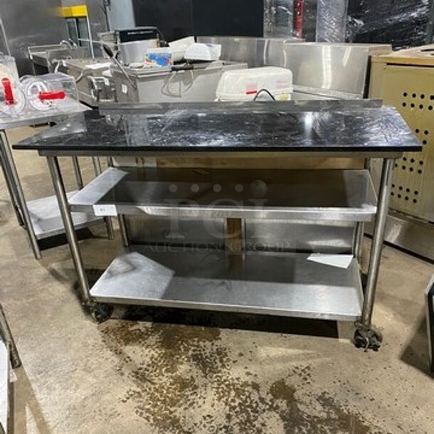 Solid Stainless Steel Work Top/ Prep Table! With Storage Space Underneath! On Casters!