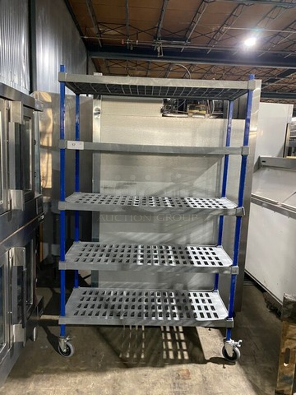 Poly Coated 5 Tier Shelf! On Casters! BUYER MUST DISMANTLE! PCI CANNOT DISMANTLE FOR SHIPPING! PLEASE CONSIDER FREIGHT CHARGES! - Image 1 of 7