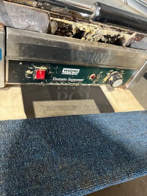 Waring Commercial Countertop Panini/Sandwich Tostato Supremo Grill! All Stainless Steel! Press With Flat Surface! Model: WFG250 120V - Image 3 of 5
