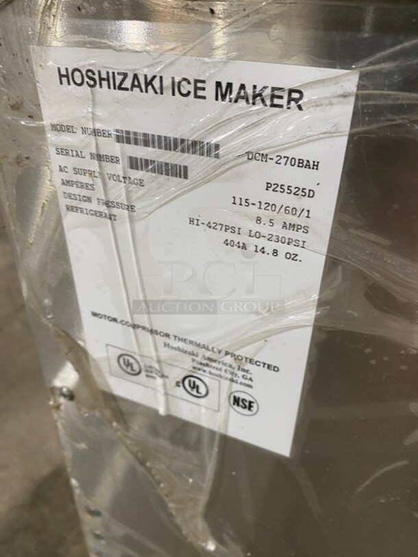 WOW! Late Model Hoshizaki Commercial Countertop Refrigerated Ice Maker/Dispenser And Water Dispenser! All Stainless Steel! On Legs! Model: DCM270BAH SN: P25525D 115-120-V   - Image 5 of 8