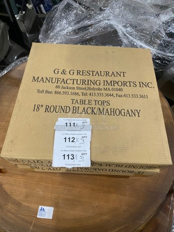 NEW! IN THE BOX! G & G 18" Round Wooden Pattern Tabletop! 3x Your Bid! - Image 1 of 5