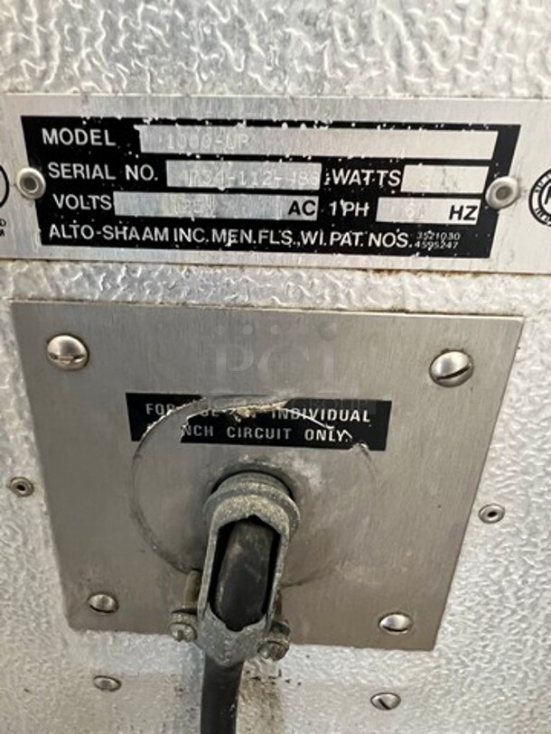 Alto Shaam Commercial Heated Holding Cabinet/ Food Warmer! All Stainless Steel! On Casters! WORKING WHEN REMOVED! Model: 1000UP SN: 4734112488 120V 60HZ 1 Phase - Image 5 of 6