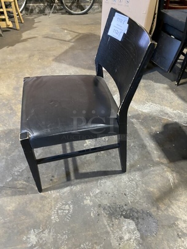 Wooden Style Dinning Chairs With Black Vinyl Seat! 8 X Your Bid! - Image 3 of 7