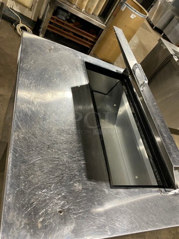 SWEET! True Commercial Refrigerated Sandwich Prep Table With 2 Door Storage Underneath! All Stainless Steel! On Commercial Casters! MODELTSSU3608 SN:8815688 - Image 8 of 9