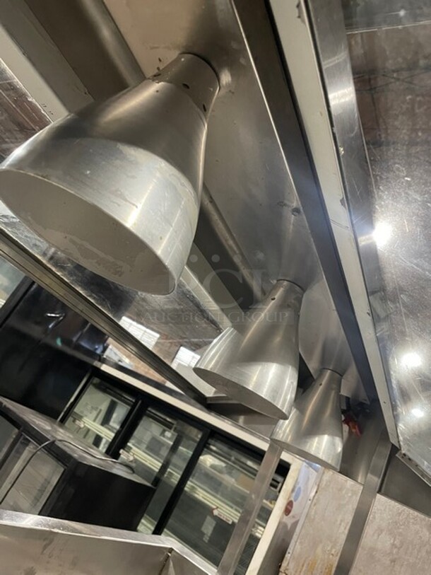 All Stainless Steel Commercial Steam Table! With 3 Overhead Heat Lamps! With Sneeze Guard! With Underneath Storage Space! On Casters! - Image 6 of 9