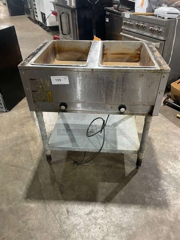 Eagle Commercial Electric 2 Well Steam Table! With Underneath Storage Space! All Stainless Steel! On Legs! Model DRT2208 Serial 1703100127! 208V 1Phase! - Image 1 of 8