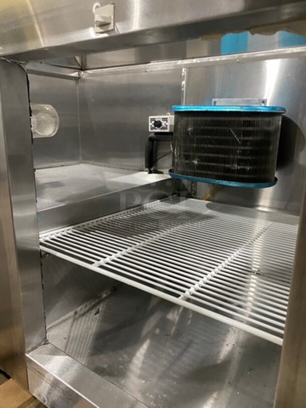 Leader Commercial Refrigerated Sandwich/Salad Prep Table! With Commercial Cutting Board! With 2 Door Storage Space Underneath! With Poly Coated Rack! All Stainless Steel! Model: LM48S/C SN: PW06M1003 115V 60HZ 1 Phase - Image 6 of 8