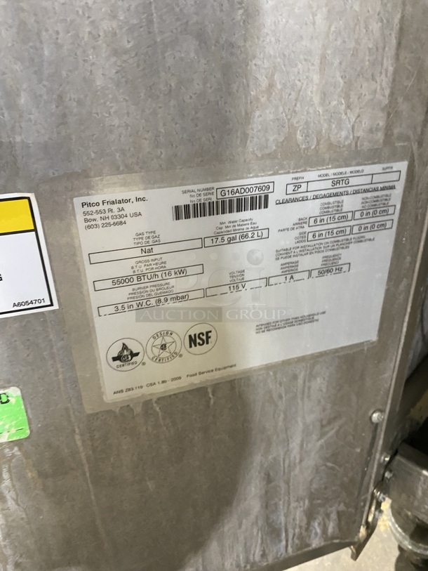 2017 Pitco Frialator SRTG Stainless Steel Commercial Natural Gas Powered 3 Bay Rethermalizer on Commercial Casters! MODEL: SRTG SN: G16AD007609 115V! - Image 10 of 12