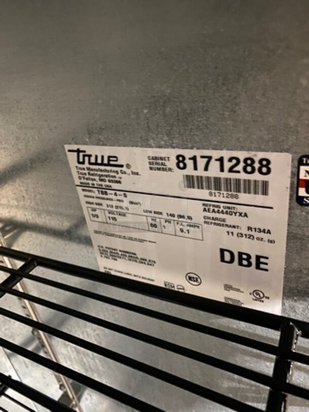 True Commercial 3 Door Back Bar Cooler! Poly Coated Racks! All Stainless Steel! Model: TBB4S SN: 8171288 115V 60HZ 1 Phase - Image 8 of 9