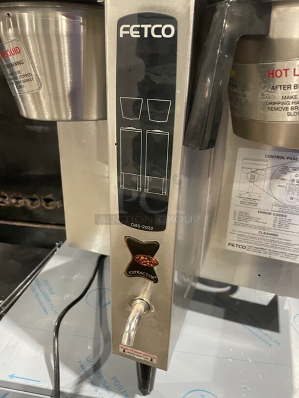 Fetco Stainless Steel Commercial Countertop Twin Station Coffee Brewer! With Hot Water Dispenser! On Legs! Model: CBS-2032!  - Image 6 of 8