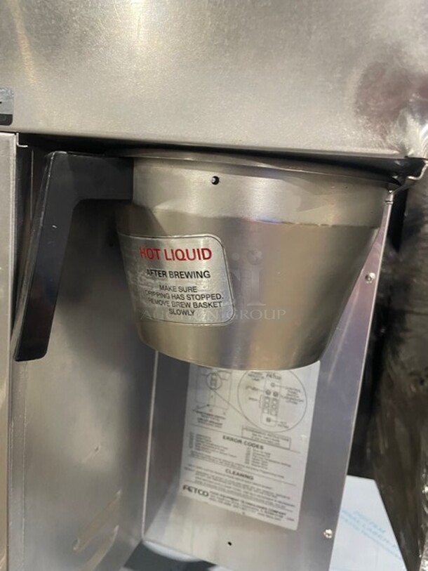 Fetco Stainless Steel Commercial Countertop Twin Station Coffee Brewer! With Hot Water Dispenser! On Legs! Model: CBS-2032!  - Image 7 of 8