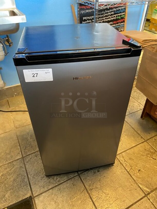 LATE MODEL! 2021 Hisense Gray Mini Fridge! With Poly Shelves! WORKING WHEN REMOVED! - Image 1 of 7