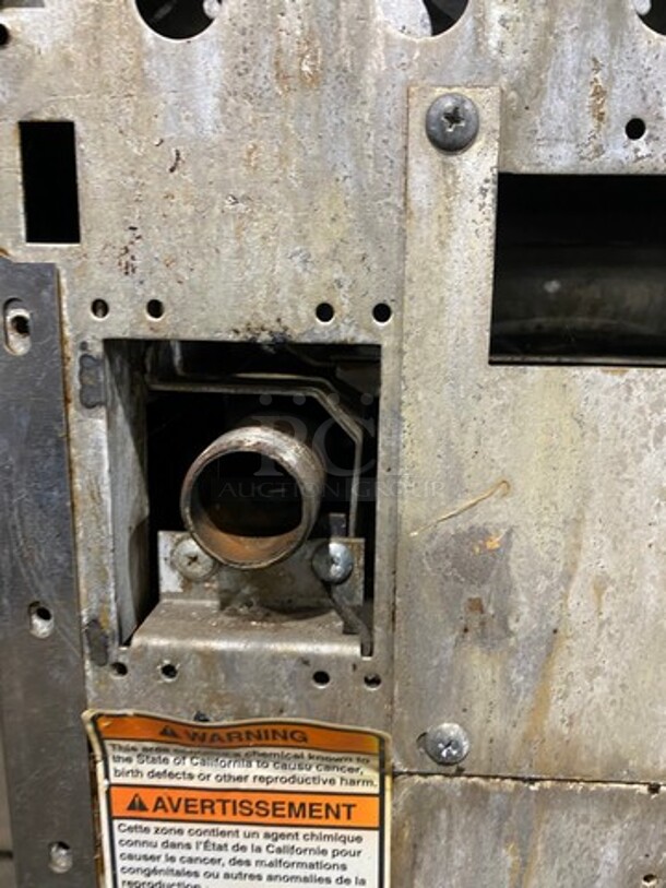 Vulcan Commercial Natural Gas Powered 2 Burner Stove With Flat Top Griddle! Griddle Has Back And Side Splashes! With Oven Underneath! All Stainless Steel! On Casters! Model: 36S2B24GN SN: 481883161 - Image 10 of 12