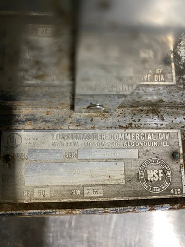 Toastmaster Commercial Countertop 4 Slot Toaster! Model: 1D3 SN: AA4626 208V - Image 5 of 6