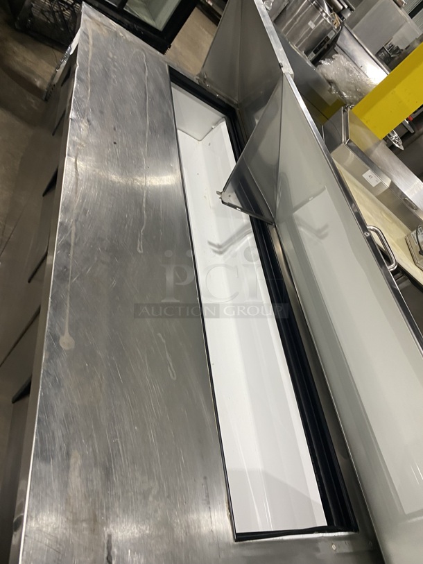 True Commercial Refrigerated Mega Top Sandwich Prep Table! With 3 Door Refrigerated Storage Space Underneath! All Stainless Steel! On Casters! Model TSSU-72-18 Serial 1-4477571! 115V 1 Phase! - Image 8 of 9