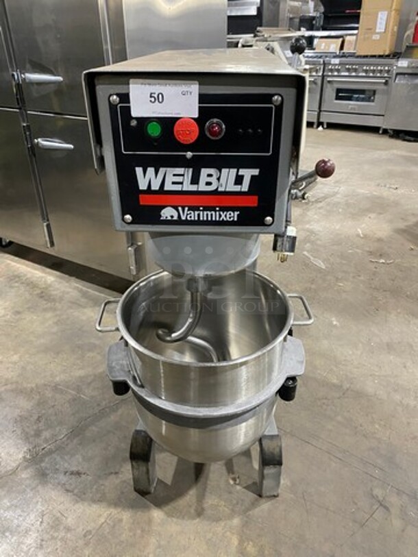 NICE! Welbilt Varimixer Commercial 40 Qt Planetary Mixer! With Mixing Bowl And Hook Attachment! Model: W40 SN: 6913030002EA! 208V 3 Phase! - Image 1 of 10