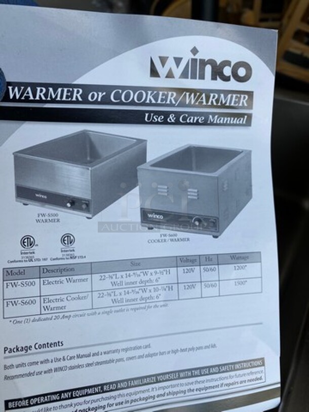 Winco Commercial Countertop Single Well Food Warmer! All Stainless Steel! Model: FWS600 SN: FWS60010014891 120V - Image 7 of 9