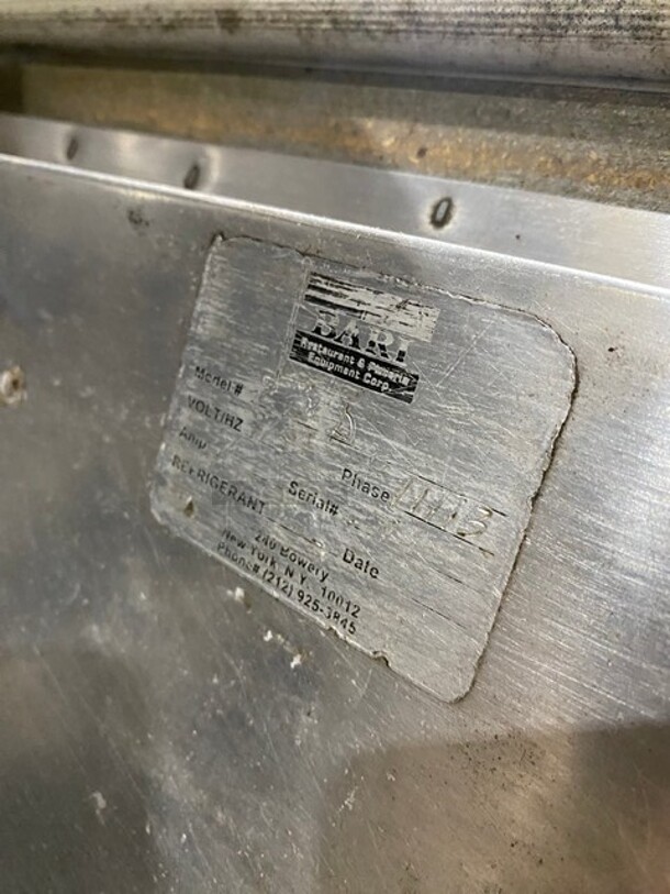 Bari Commercial Refrigerated Pizza Prep Table! With Marble Top! With 3 Door Underneath Storage Space! All Stainless Steel! On Casters! - Image 8 of 10