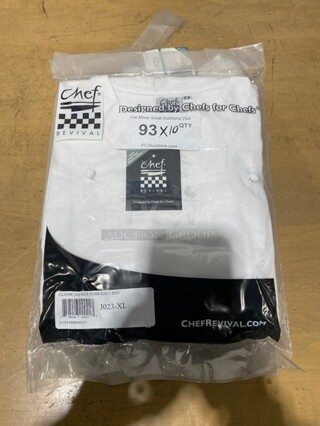 NEW! Chef Revival XL White Chef Coats! 10X Your Bid! 