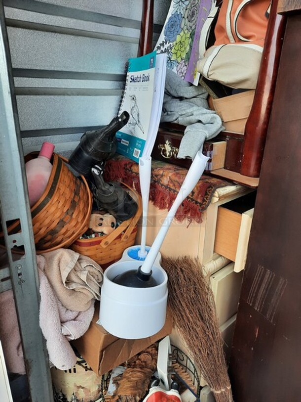 ALL ONE MONEY! Lot of Entire Contents of Storage Unit #29. Unit Size: 10 x 20. Unit Appears to Contain: Dressers, Bookshelves, Box Spring & Mattress, Wooden Bed, Couch, Chairs, Tables, Fan, Heaters, Bottle of Buttons, Longaberger Baskets, Lights, Mirror, Ironing Board, Rugs, Suitcases, Trashcan, Keurig, Blankets, Clothes, Shoes, Kerosene Heater, Large Stuffed Giraffe, Fake Plants, Bags, Totes & Boxes. Cleaning Deposit of $100 per Unit Paid on Pickup Day. Winner Has 7 Days From Close of Auction to Remove Items. All Items Must Be Removed and Unit Must Be Broom Swept to Get Cleaning Deposit Returned. Invoice and Cleaning Deposit Must Be Paid In Full by 4:00pm Tuesday, March 7th. Unit Must Be Cleared Out By 4:00pm Monday, March 13th. Please Come Into The Office To Settle Your Invoice and You Will Be Taken To Your Storage Unit for Cleanout. If You Plan To Clear Out Your Unit Saturday or Sunday You Need To Report To Our Office During The Week Before 4:00pm To Gain Access To Your Unit As Our Office Is Closed On Weekends. - Image 6 of 12