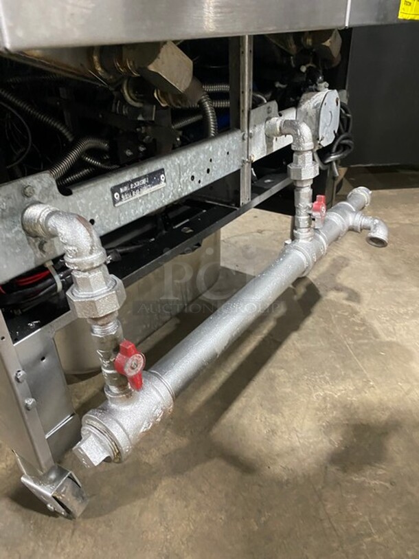 NICE! LATE MODEL! Vulcan Commercial Natural Gas Powered 2 Bay Deep Fat Fryer! With Backsplash! With Oil Filter System! All Stainless Steel! With 4 Frying Baskets! On Casters! Model: 2GR45MF SN: 48-1650173! Working When Removed! - Image 9 of 9