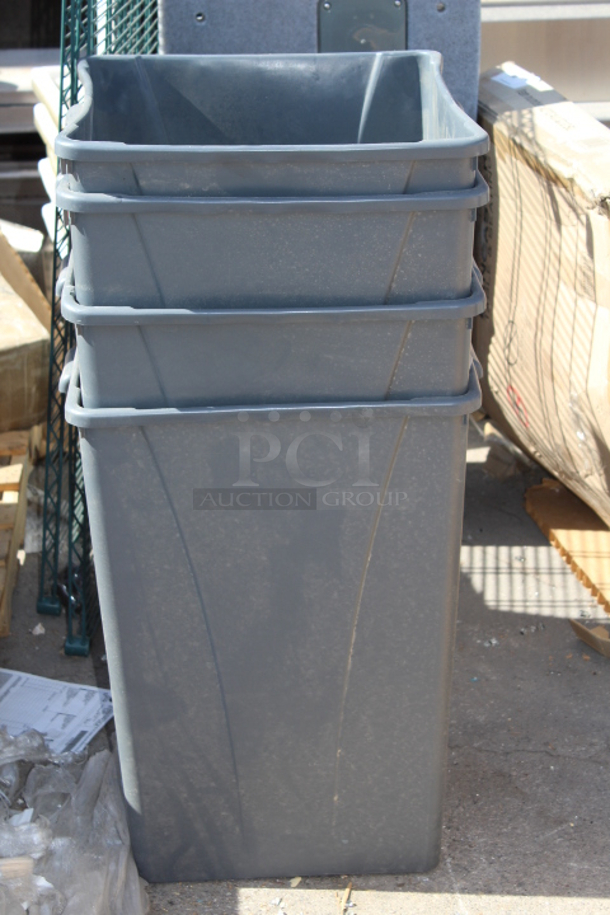 BRAND NEW SCRATCH & DENT! Set of 4 Carlisle 34393523 Gray 35 Gallon Square Polyethylene Centurian Waste Container With Handles. 4x Your Bid - Image 4 of 6