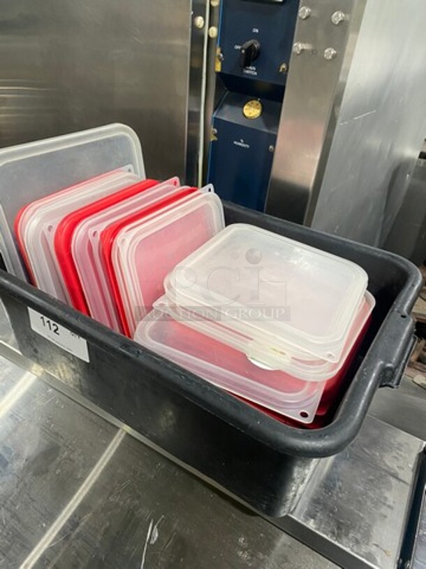ALL ONE MONEY! Cambro Red And Clear Poly Food Container Lids! - Image 2 of 7