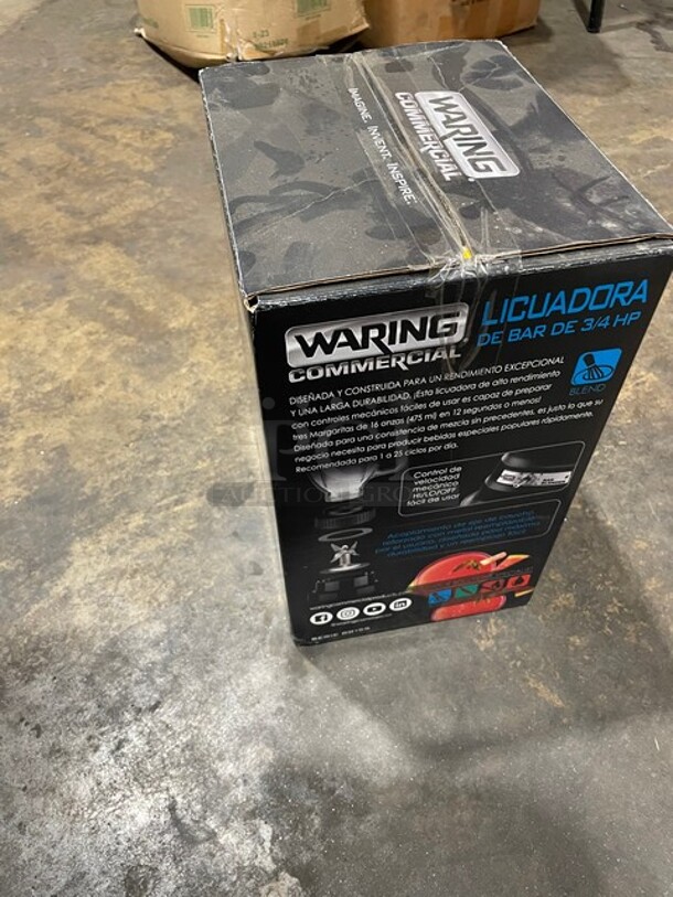 BRAND NEW! IN THE BOX! Waring Commercial Countertop Blender! With Pitcher! All Stainless Steel Jar! Model BB155S! 120V 1 Phase!  - Image 2 of 4