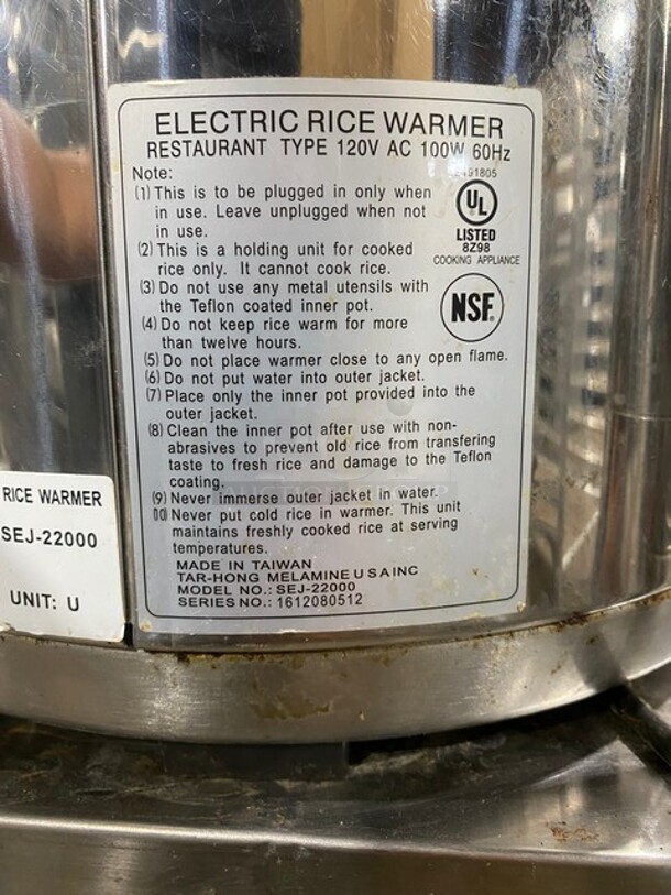 Counter Top! Electric Rice Cooker! Stainless steel! On Wheels! - Image 6 of 8