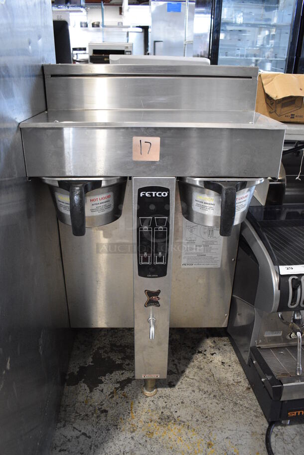Fetco Model CBS-2052e Stainless Steel Commercial Countertop Dual Coffee Machine w/ 2 Metal Brew Baskets. 120/208-240 Volts, 1 Phase. 22x12x37
