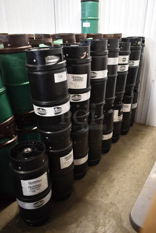 15 Black Sixth Size Barrel Kegs. 15 Times Your Bid!