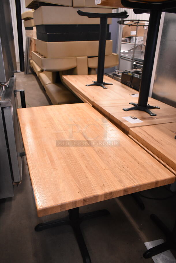 3 Butcher Block Dining Height Table on Black Metal Table Base. 3 Times Your Bid! - Image 2 of 6