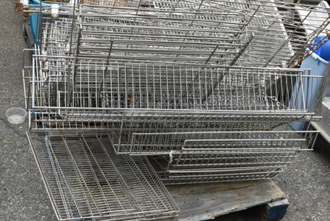 PALLET LOT of Various Chrome Finish Items Including Wire Shelves and Racking