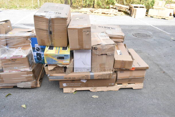 17 IN ORIGINAL BOX! Items Including LG Smart Monitor, SereneLife SLFTSP20 Foot Bath Massager, L-PG32020o Classic Wooden Pet Gate, Pyle PBMSPG82 Outdoor Bluetooth Speaker Portable PA System. 17 Times Your Bid!  - Image 1 of 7