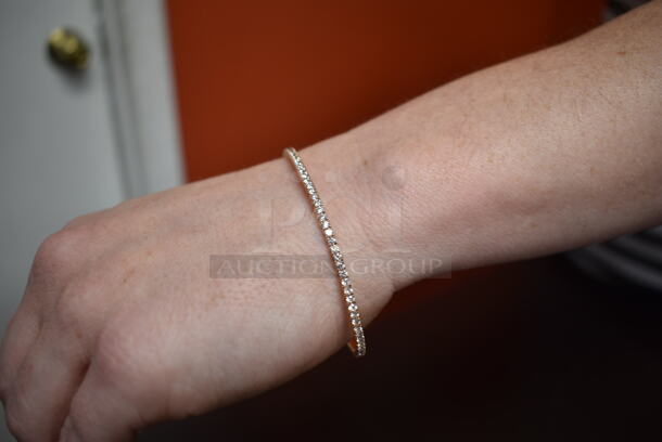 BRAND NEW! Ladies 14K Rose Gold Wire Tennis Bracelet - Image 2 of 5