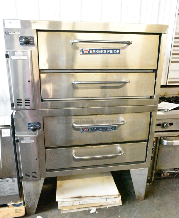 2 2021 Bakers Pride 151 Stainless Steel Commercial Natural Gas Powered Single Deck Pizza Oven w/ Cooking Stones on Metal Legs. 48,000 BTU. 2 Times Your Bid!  - Image 1 of 12