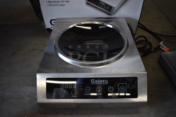 BRAND NEW IN BOX! 2021 Galaxy Model 177GIWC18 Stainless Steel Commercial Countertop Electric Powered Wok Induction Range. 120 Volts, 1 Phase. 13.5x17x5