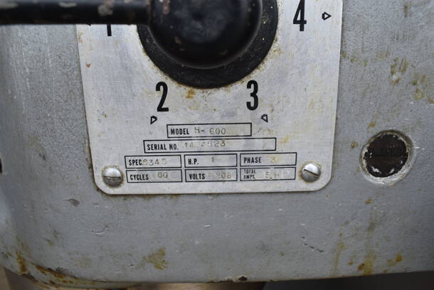 Hobart H-600 Metal Commercial Floor Style 60 Quart Planetary Dough Mixer w/ Metal Mixing Bowl. 208 Volts, 3 Phase. 24x39x56 - Image 4 of 7