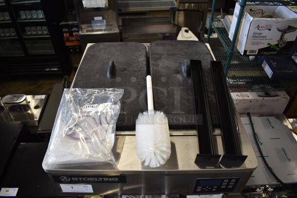 BRAND NEW! 2022 Stoelting O231-30912F Commercial Stainless Steel Air Cooled Soft Serve Ice Cream Machine With 2 Hoppers. Includes Box of Commercial Casters, Operators Manual And Cleaning Supplies. 208-230V, 3 Phase. Tested And Working!  - Image 2 of 12